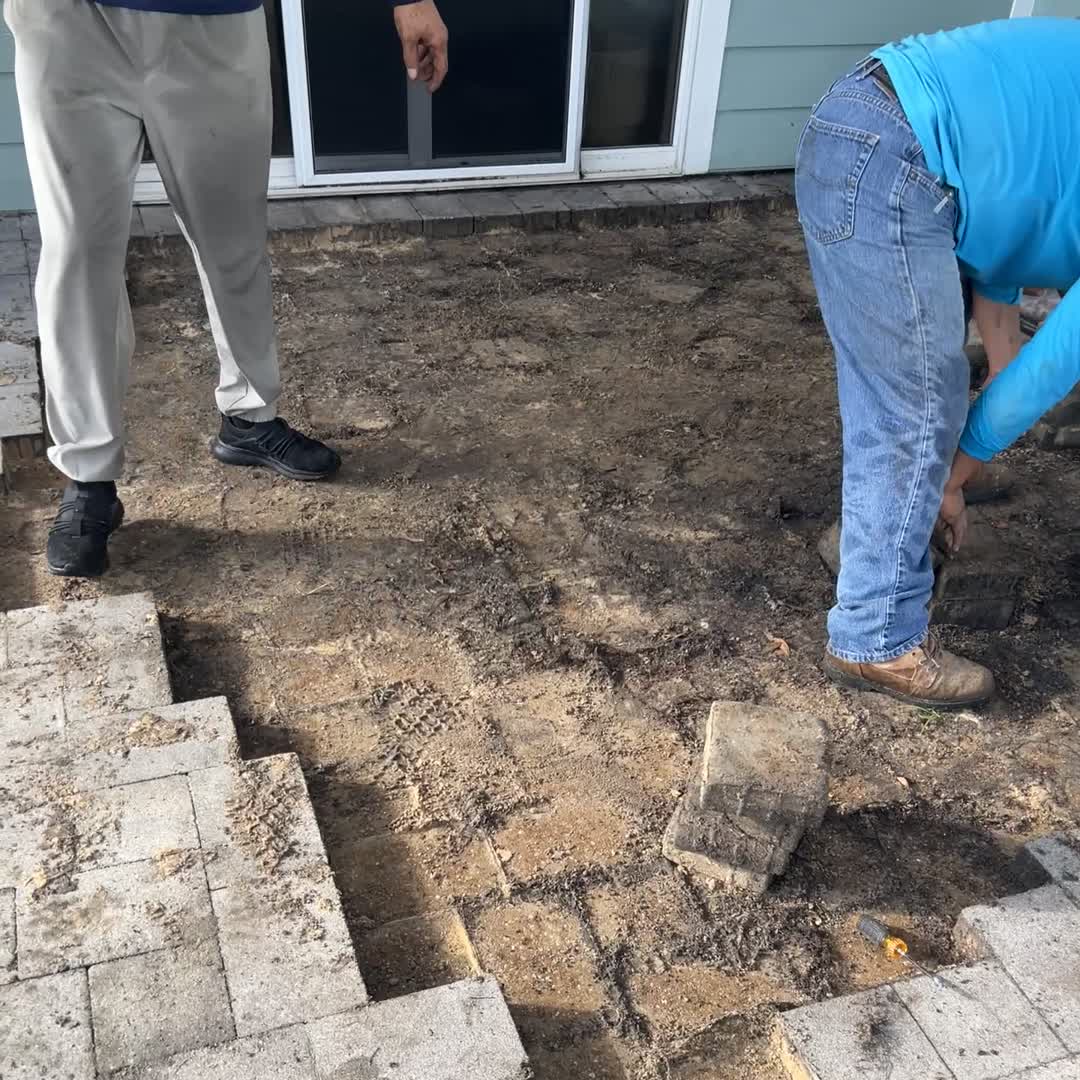 During: the settled section lifted and the old base exposed